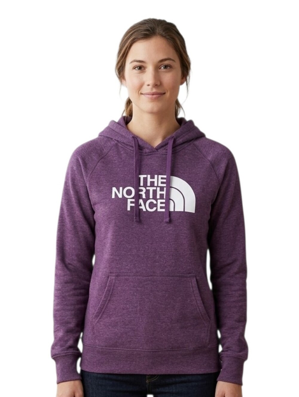 The North Face Purple Heather Logo Pullover Hoodie - Size Large